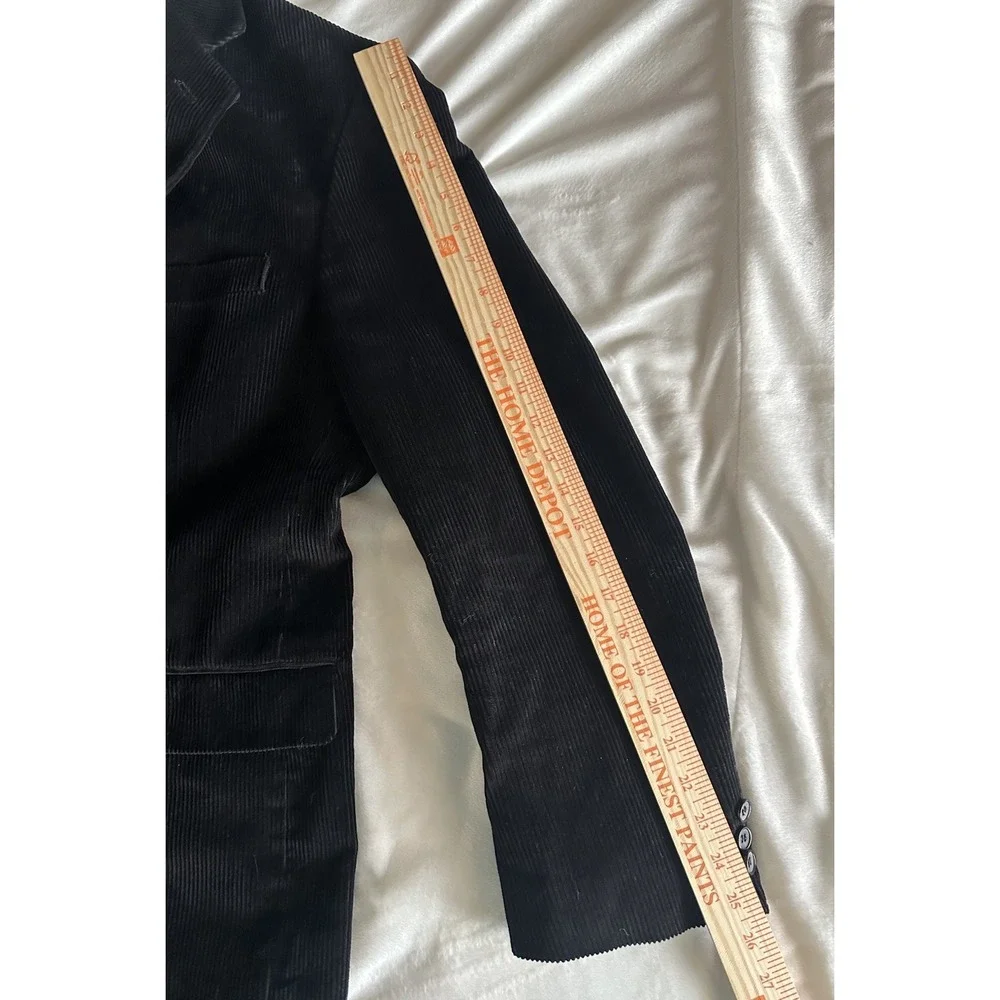 New England Corduroy Men's Jacket Blazer Sport Coat Size 48L Black Cotton Lined‎